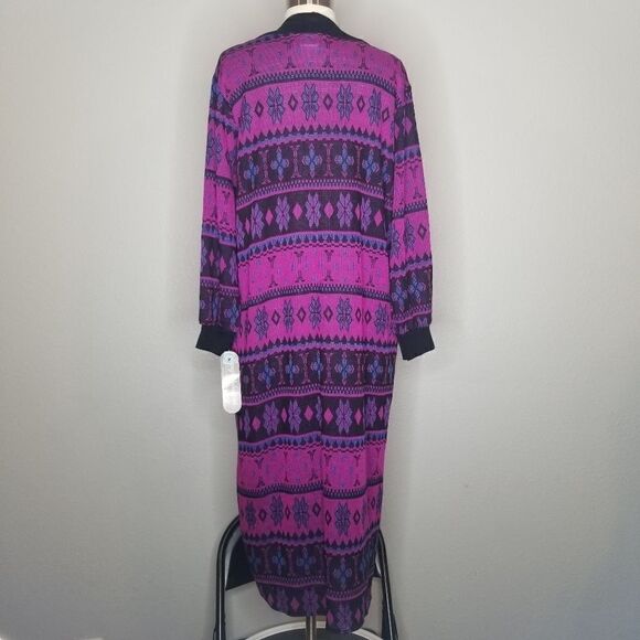 Vintage 80s 90z Nordic Fair Isle lcelandic Knit Sweater Dress NWT Deadstock Md - Picture 3 of 8